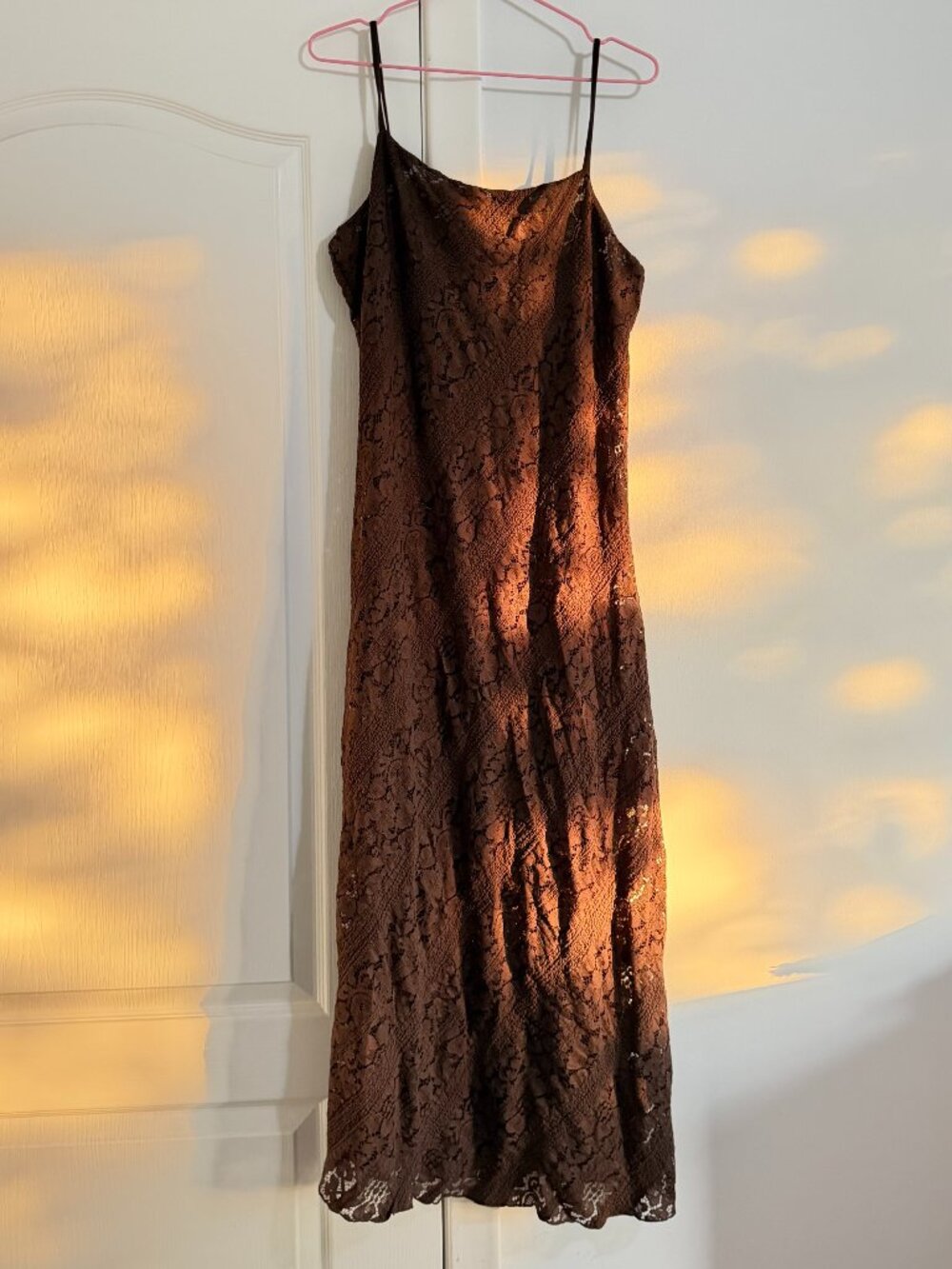 Mango NWT Taupe Lace Bias-Cut Maxi Slip Dress XL